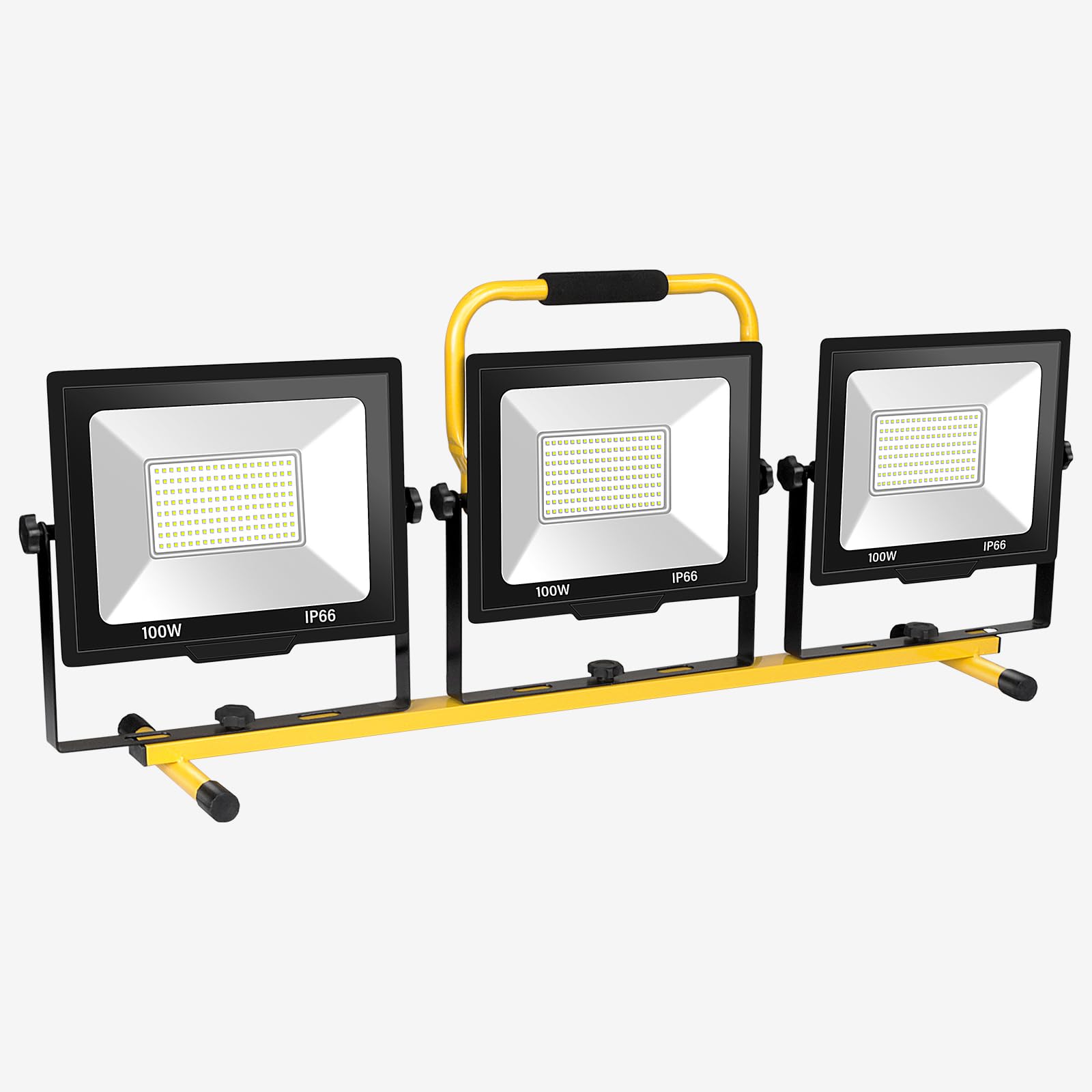 SKYWORLD 3*100W Foco LED con trípode telescópico,30000LM Luz de trabajo portátil con enchufe,6000K Foco LED para Obras con 360°Giratorio, 5M Cable para Obras de Construcción en Interiores y Exteriores