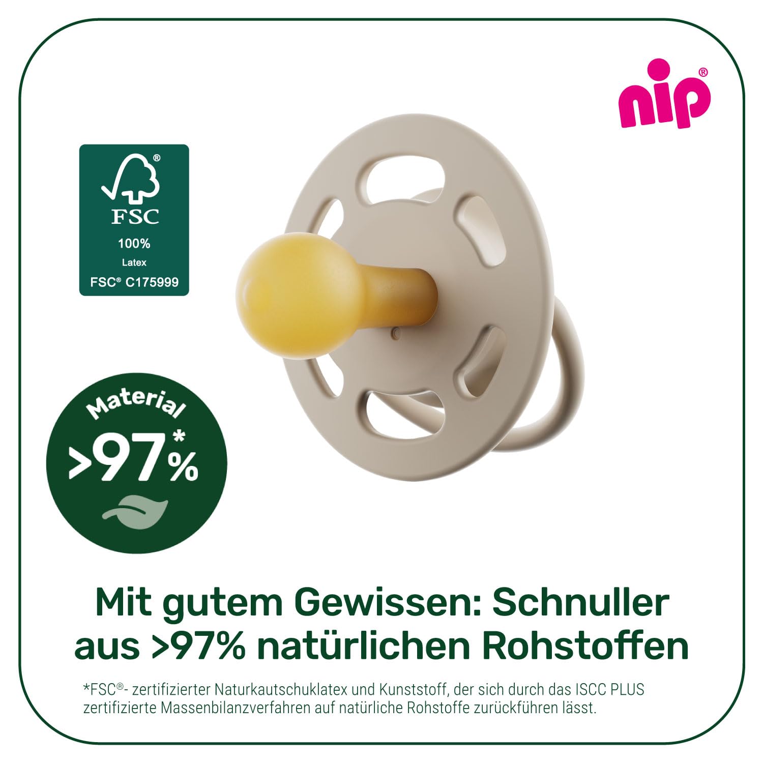 nip - Cherry Green Night | od 6 miesięcy | opakowanie 4 szt. | przyjazny dla żuchwy, przyjazny dla żuchwy, smoczek dziecięcy ze świecącym guzikiem. Trwały smoczek z naturalnych surowców, fioletowy