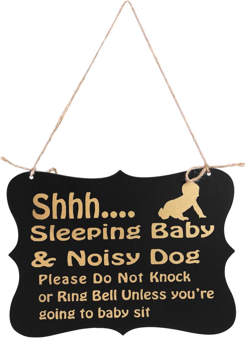 Shhh Baby Sleeping Sign Do Not Disturb Sign Wooden Hanging Door Sign Plaques for Home Stage Bar Bedroom Decoration