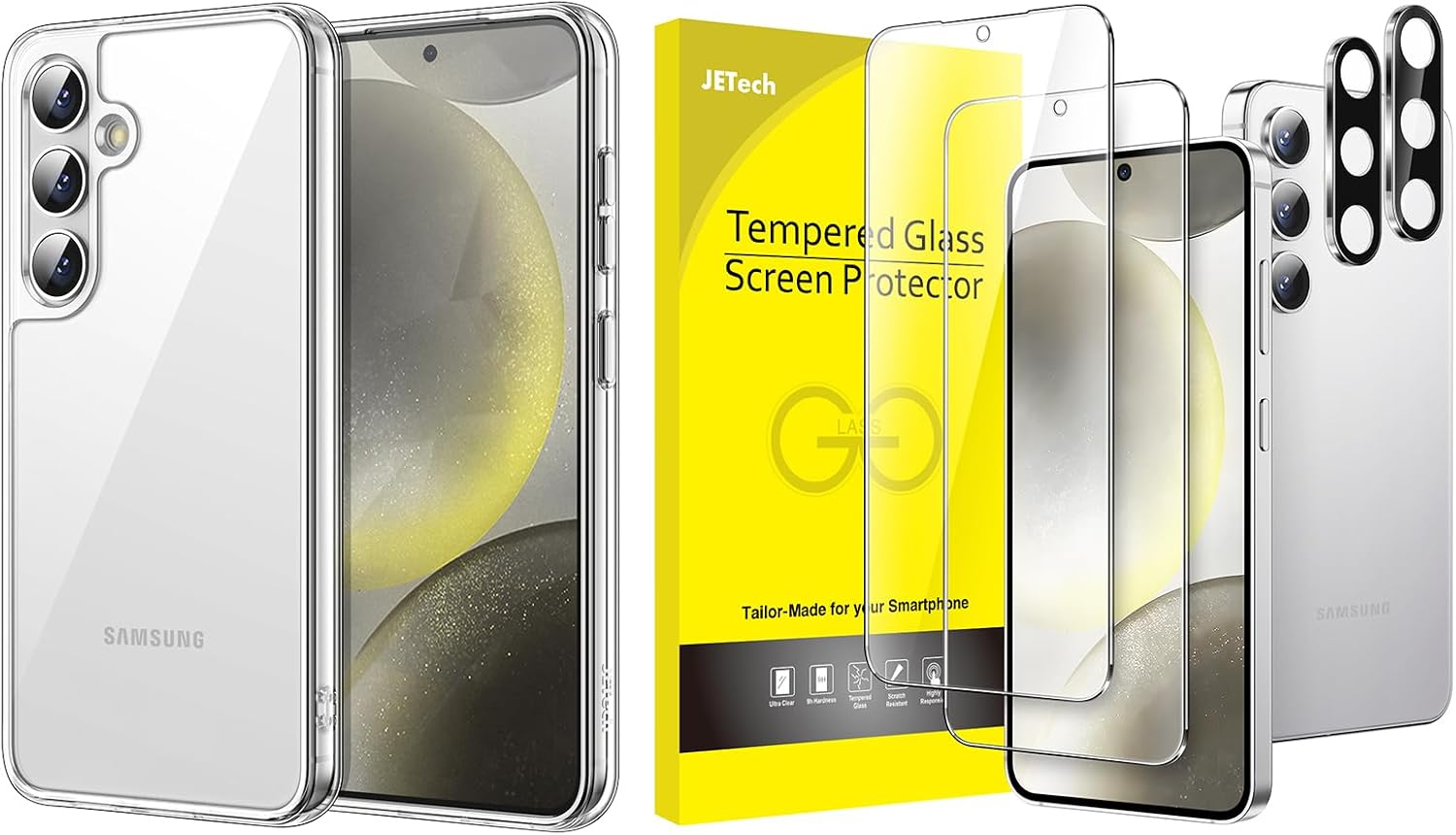 JETech for Samsung Galaxy S24 5G Bumper Case and Screen Protector with Camera Lens Protector Bundle
