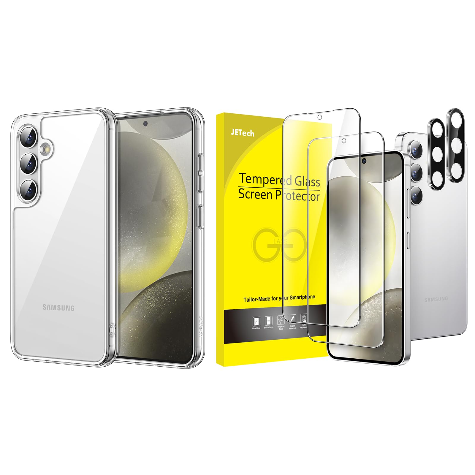 JETech for Samsung Galaxy S24 5G Bumper Case and Screen Protector with Camera Lens Protector Bundle