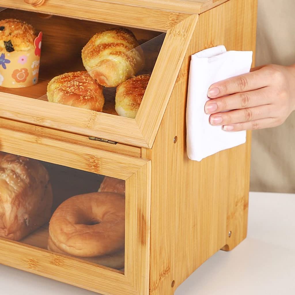 Contenitore Per Pane In Legno Di Faggio - XL 38x28x18 Cm, Coperchio Arrotolabile, Fatto A Mano