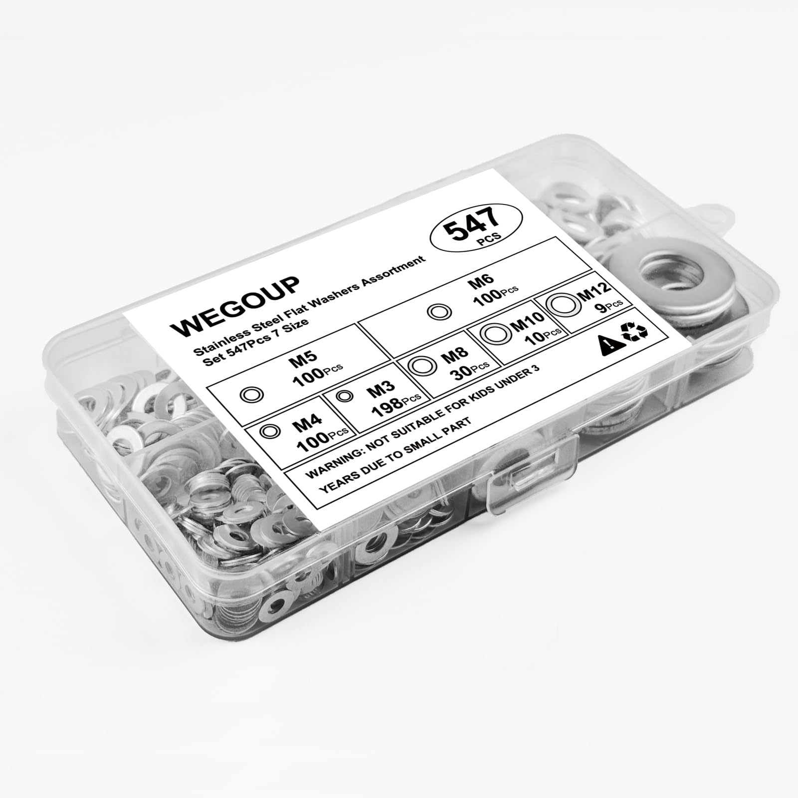 REGIS Edelstahl Unterlegscheiben Set A2‑304 V2A – 549tlg Flachscheiben & Karosseriescheiben, Größe M3‑M12… – Ansicht 2