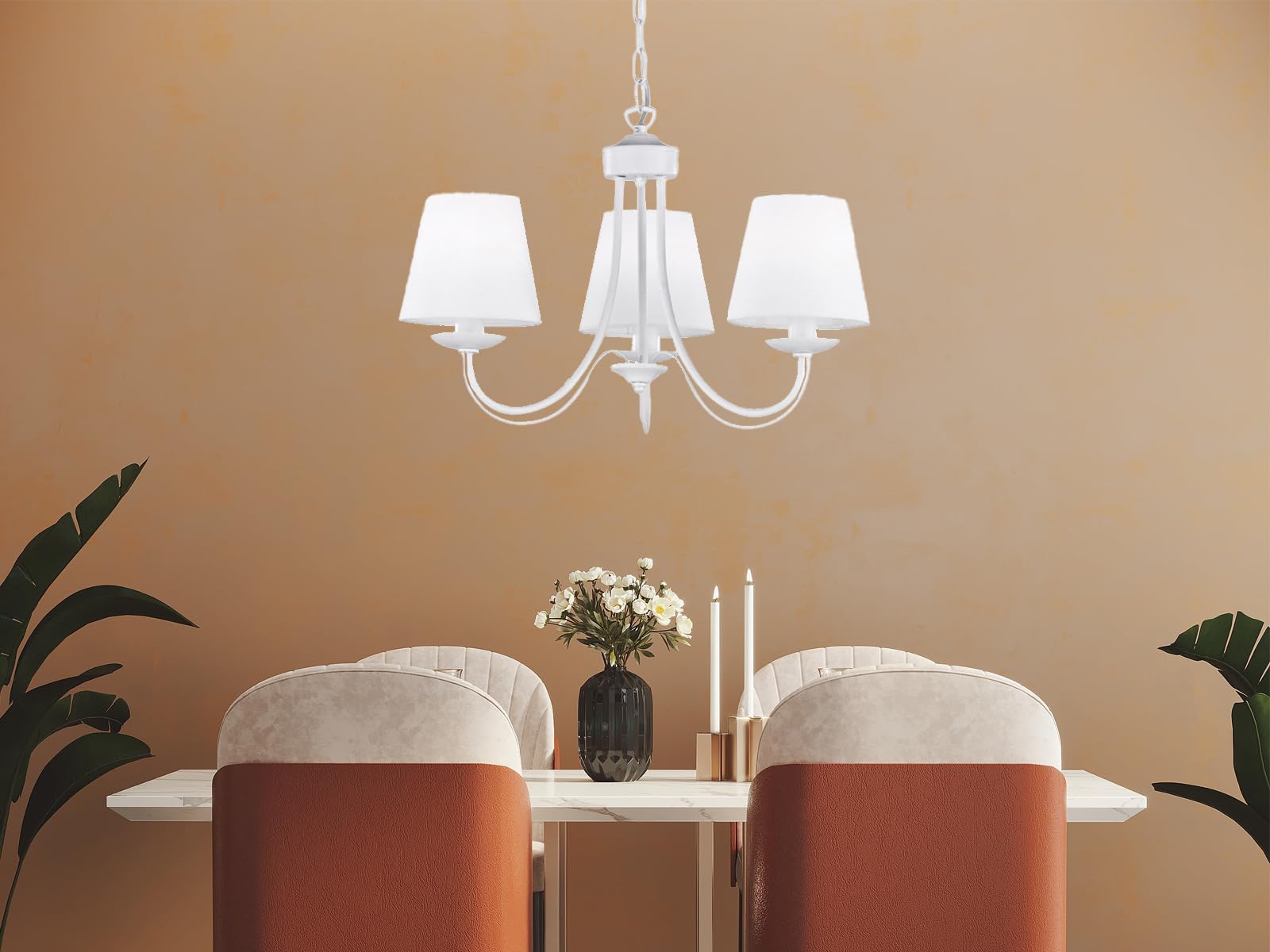 Trio Lighting Cortez Lámpara Colgante E14, 28 W, Blanco, 47 x 47 x 150 cm