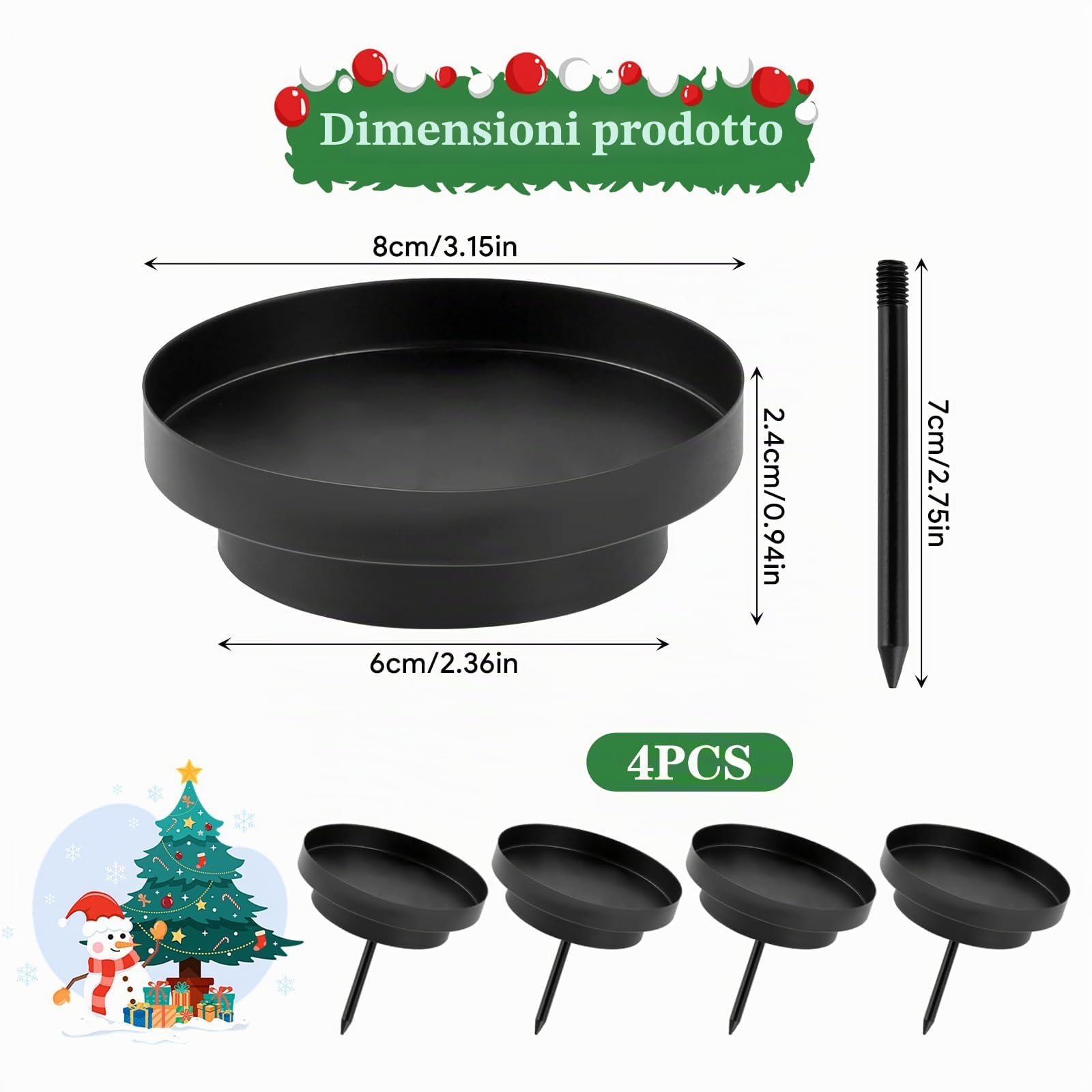 4 portacandele a forma di corona dell'Avvento, 2 in 1, in metallo, 8 cm, per cene a lume di candela, sala da pranzo, decorazioni per camini