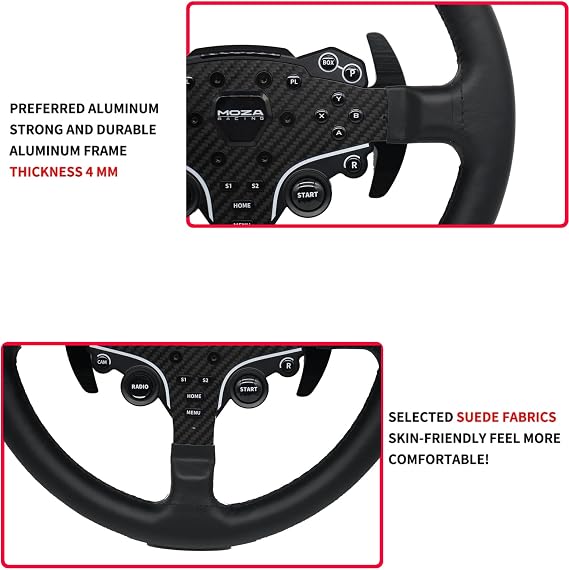 Replace 13 inch lightweight Original Leather Steering Wheel Panel For For MOZA ES/ESX Steering Wheel Hub; For Xbox Series X/S PS4 PS5 PC R5 R3 R16 R21 Base (For MOZA ES/ESX)