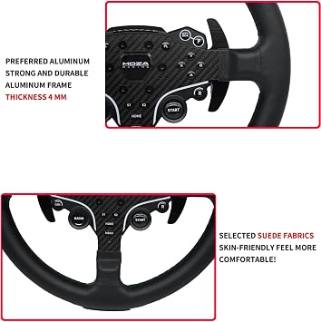 Replace 13 inch lightweight Original Leather Steering Wheel Panel For For MOZA ES/ESX Steering Wheel Hub; For Xbox Series X/S PS4 PS5 PC R5 R3 R16 R21 Base (For MOZA ES/ESX)
