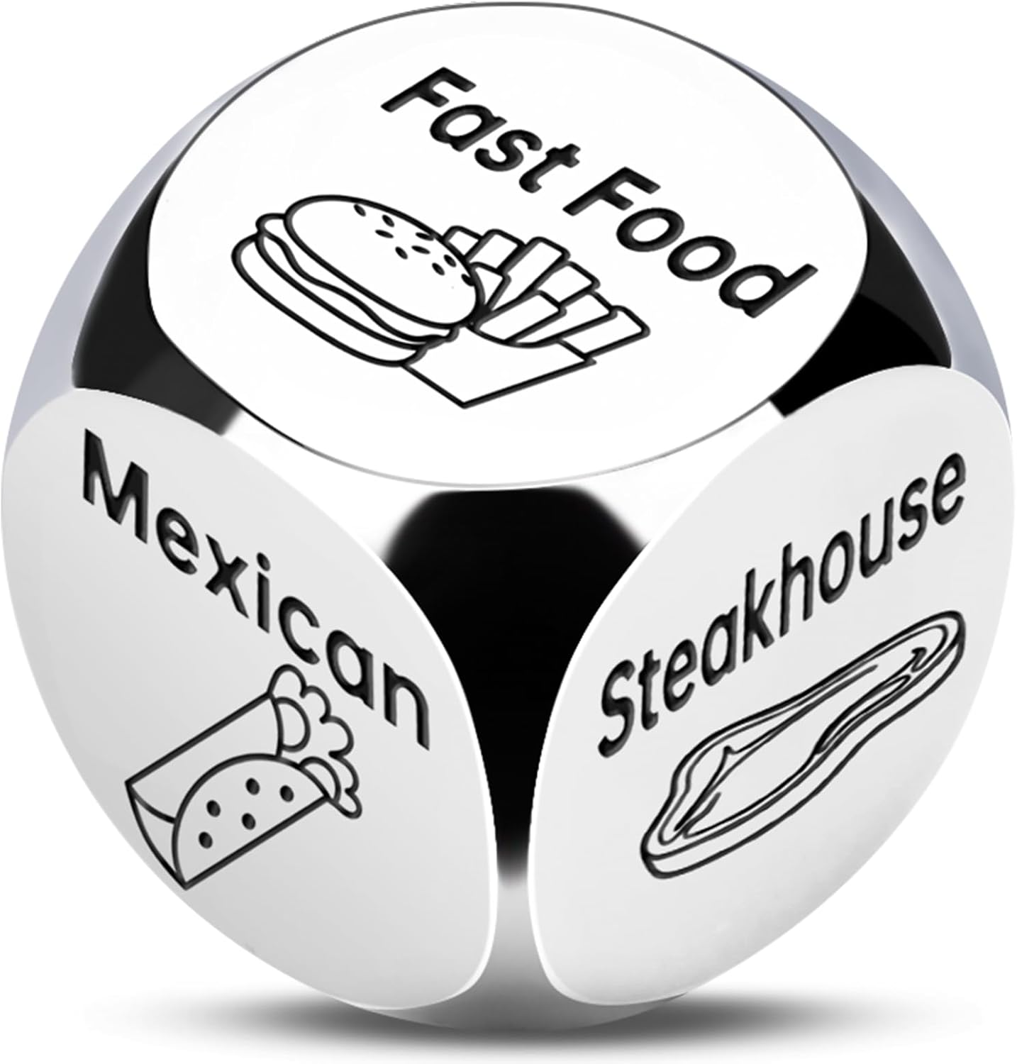 Stocking Fillers for Men: Steel Food Decision Dice,Funny Secret Santa Gifts for Women Couple, for Him Her on Birthday Anniversary Valentines Day