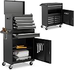 IRONMAX Rolling Tool Chest, 5-Drawer Lockable Tool Cabinet w/Adjustable Shelf & 4 Universal Wheels, 2 in 1 Detachable Tool Box Storage Organizer for Garage Workshop Repair Shop, Black