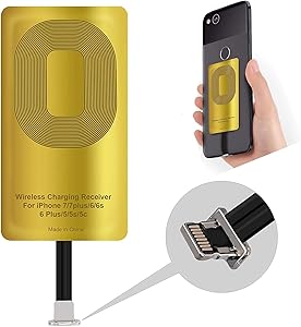 Fast QI Receiver for iPhone 7/7 Plus/6/6 Plus/6s/6s Plus/5/5s/5c Ultra-Slim 5W 1000mAh Wireless Receiver Charging Adapter Compatible All Wireless Chargers