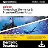 Adobe Photoshop Elements & Premiere Elements 2026 Student & Teacher Edition | Software Download | Photo & Video Editing | 3-year term license | Activation Required [PC/Mac Online Code]