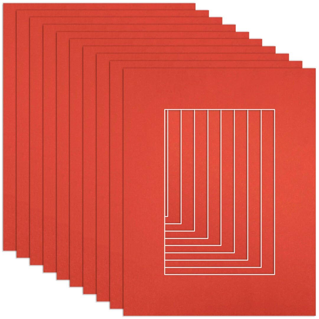 Procut Global 9x7" Poppy Red Picture Mounts to Fit 6x4" Aperture - Precision Cut Cardboard Photo Mount - Ideal for Frames, Prints, Artwork & Certificates - Sizes & Colours Available - 10 Pack — image 1