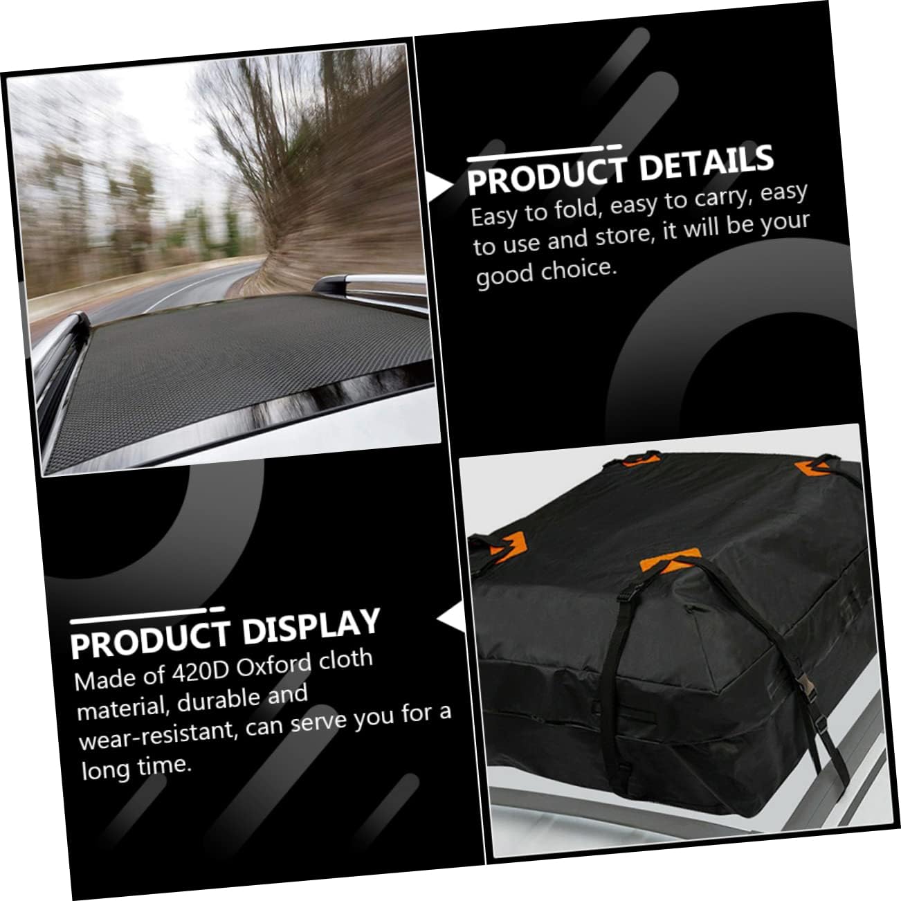 Zerodeko 1Pc Car Roof Bag Vehicle Cargo Carrier Durable Storage Pouch for Extra Luggage Resistant Easy to Store