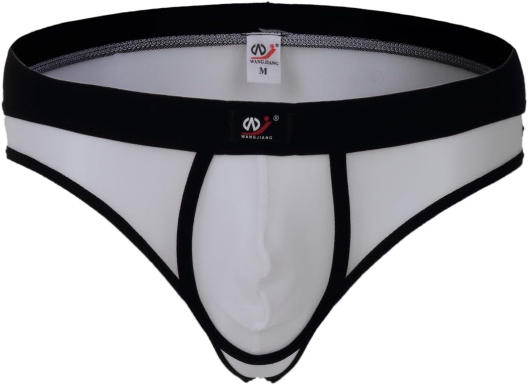 AmyTom Men's Sheer Mesh Thong Underwear Asia M = US S White