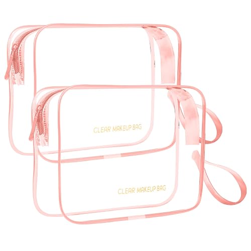 Icramsy Clear Makeup Bag, 2 Pack TSA Approved Toiletry Bag