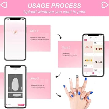 3D Nail Art Printer Machine,Digital Mobile Nail Art Printe,AI Recognition of Nail Face,Support Wifi/DIY, Hd Painting, with Lots of Nail Art Pictures ,For Home Usage Nail Salon Nail Lovers