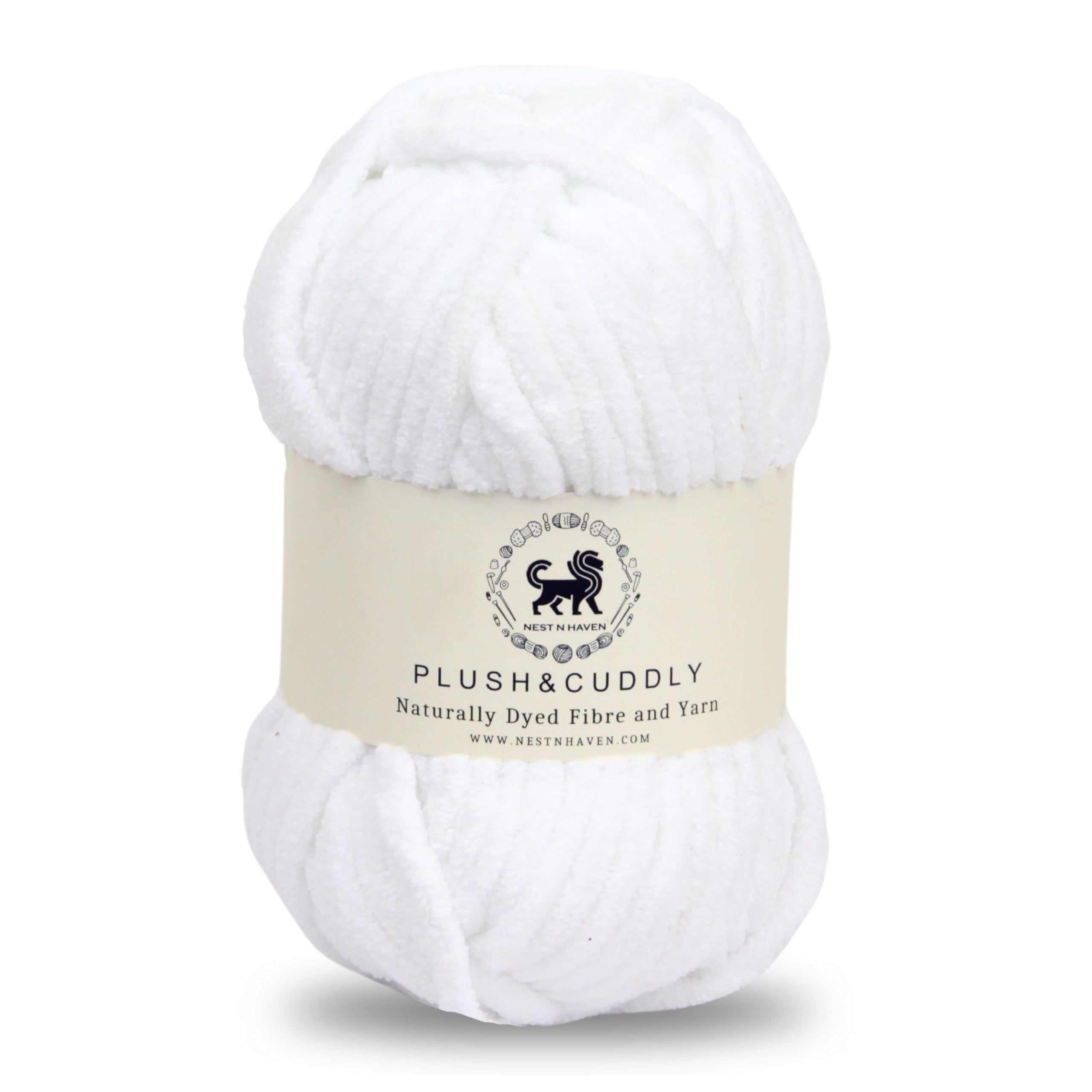 NESTNHAVEN, Wool, Plush & Cuddly, Chenille Yarn Supersoft Hand Knitting Wool Ball, (1 Ball/100 Gram Each) Ball Suitable for Craft, Babywear, Baby Blankets, 5 Bulky, Shade no - NNHB0031 (White)-image-19