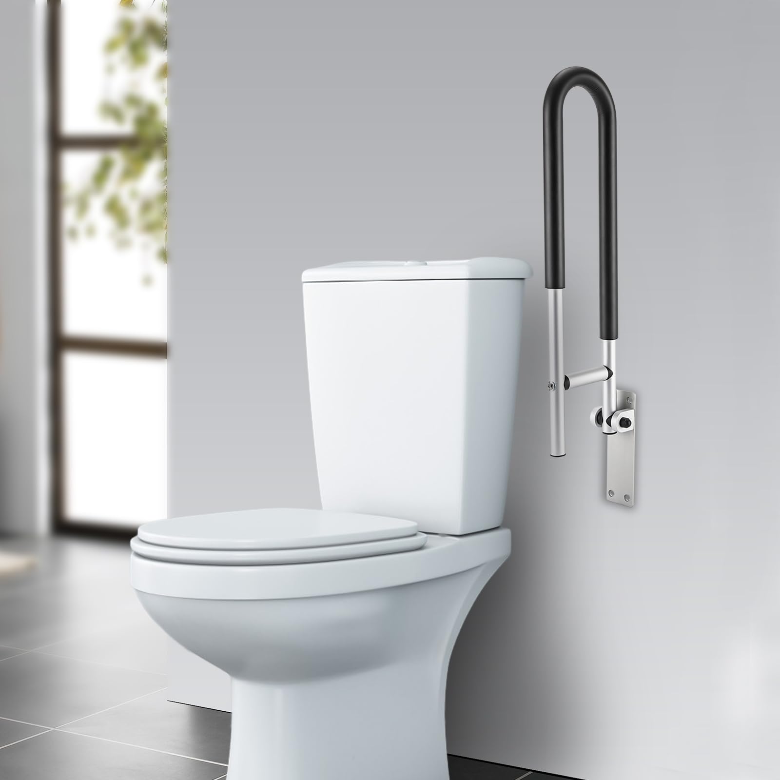 Tirador de soporte de pared de 60 cm para aseo, soporte plegable de 90°, vertical, giratorio 90°, plegable, antideslizante, asas de seguridad, capacidad de carga de 120 kg, asidero de seguridad para