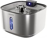 Umarie Fontaine à Eau pour Chats sans Fil, INOX, avec Détecteur de Mouvement-3,2L Ultra-Silencieuse Fontaine à Eau pour Chiens (25 DB), à Pile 4000 mAh, Filtration Multicouche + 3 Modes de Flux - 1