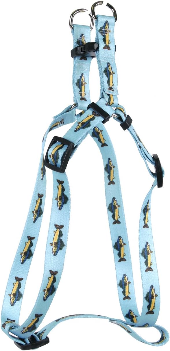 Yellow Dog Design Walleye Step-In Dog Harness-Size Medium-3/4" Wide and fits Chest Circumference of 15 to 25"