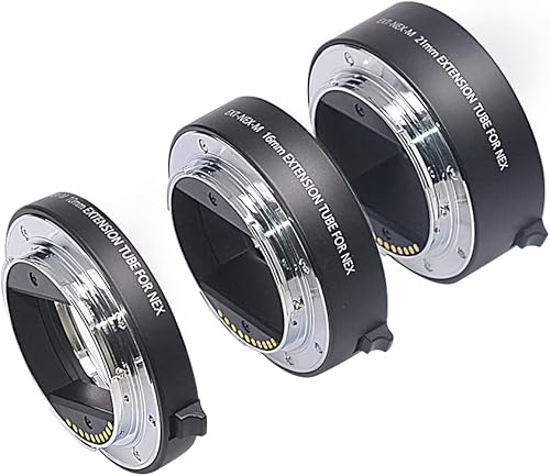 NEX-M - Juego de tubos de extensión macro de metal AutoFocus (0.394 in+0.630 in+0.827 in) para Sony sin espejo E-Mount FE-Mount A7 NEX cámara A7