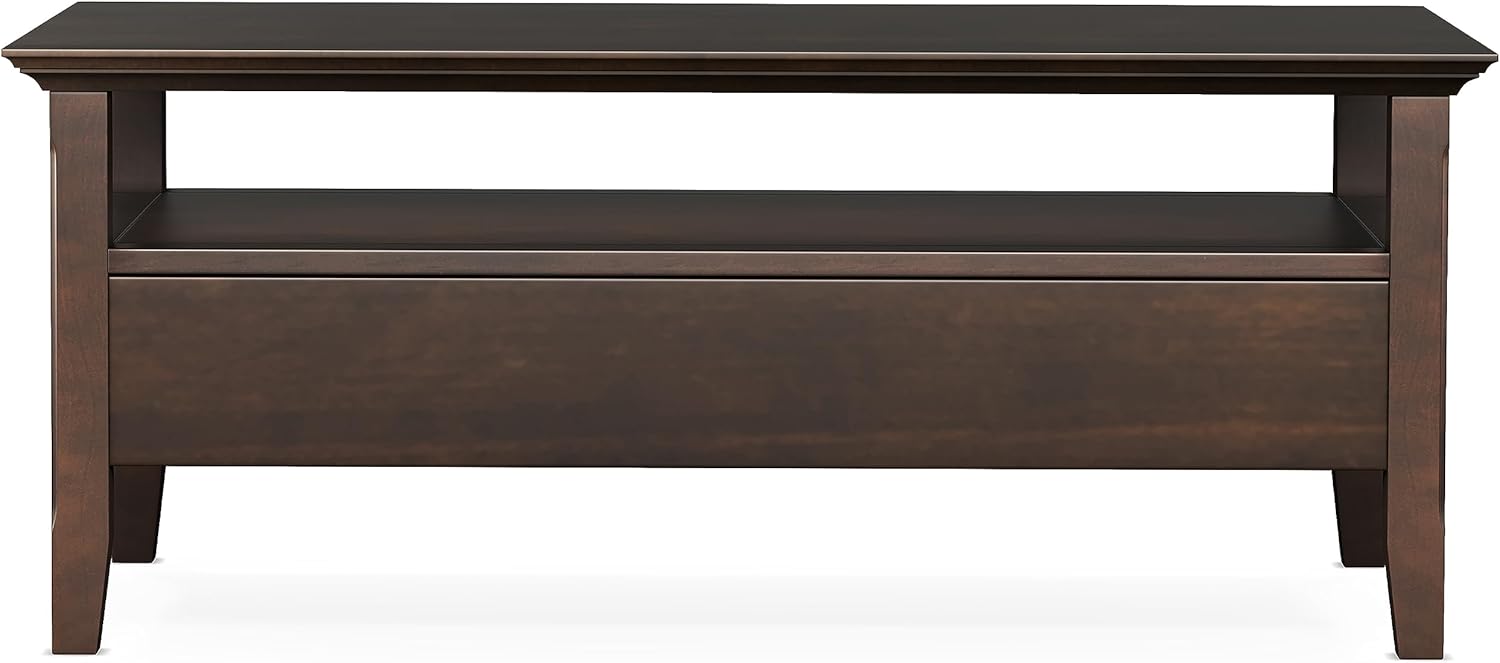 Brunette Brown Rectangular Wood Coffee Table with Storage