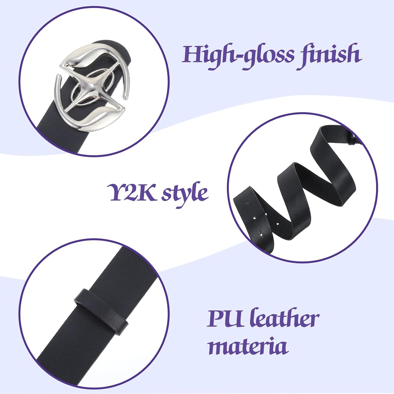 Y2k Belt, Y2k Belts for Men and Women, Alternative Aesthetic Accessories Belt, Metal Buckle Vintage Wide Chunky Belts, Goth Punk Rock Aesthetic Metal Accessories for Jeans Clothes image 3