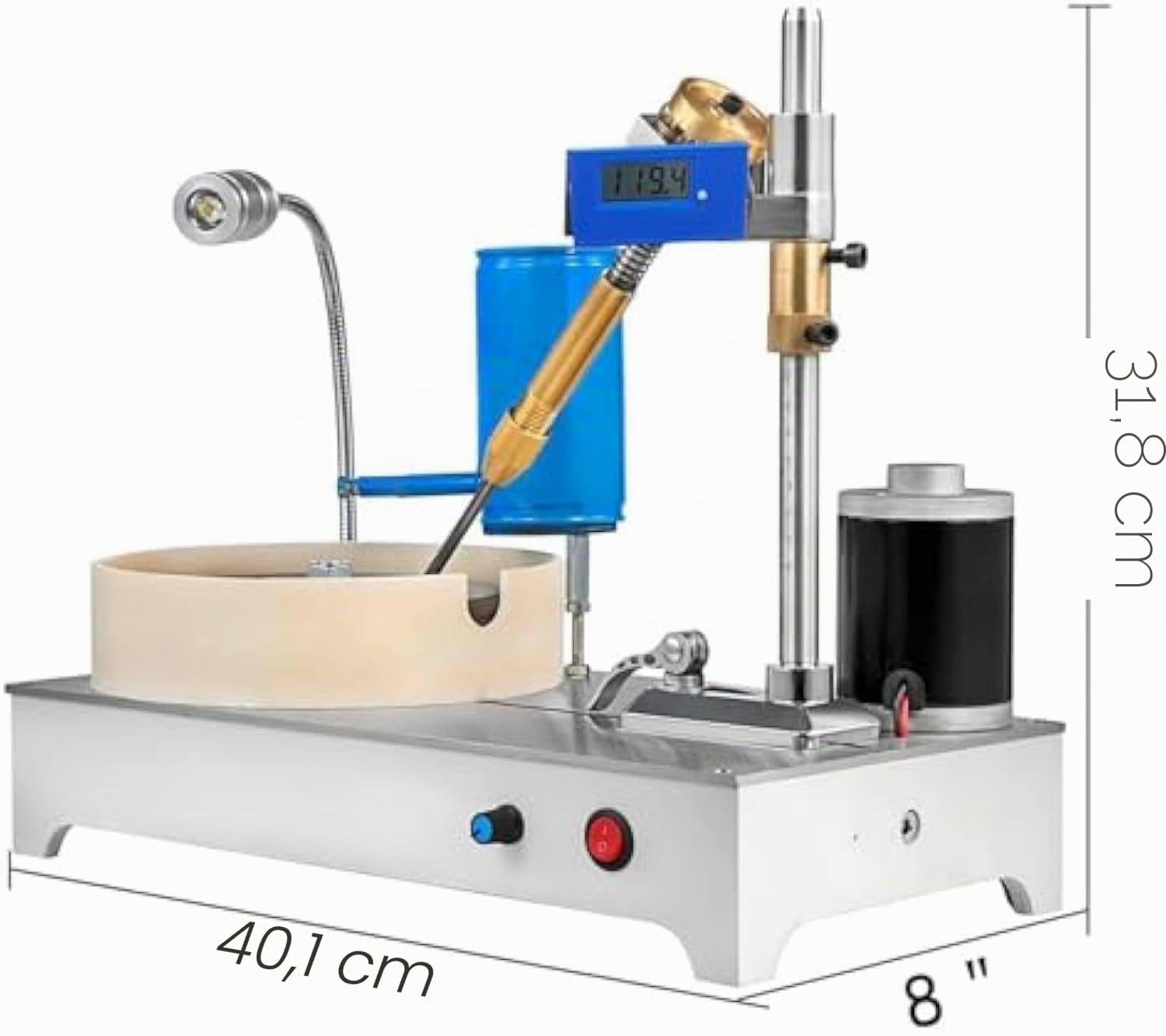 Máquina de facetado y pulido de gemas - Máquina pulidora de gemas facetas - Pantalla digital - 2800rpm 120w Pulidor de joyería, amoladora plana, máquina lapidaria