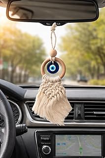 Handmade Macrame Car Hanging (1, Leaf Evil Eye) Price In India