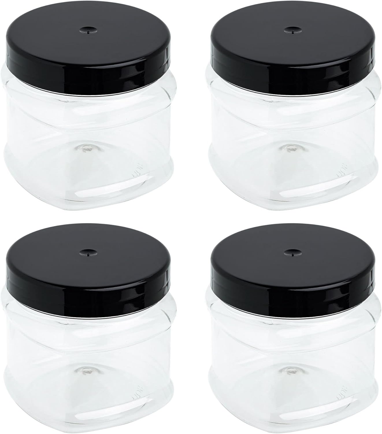 STACKABLES 4 Pack Round Plastic Jam Jars with Lids 750ml Refillable