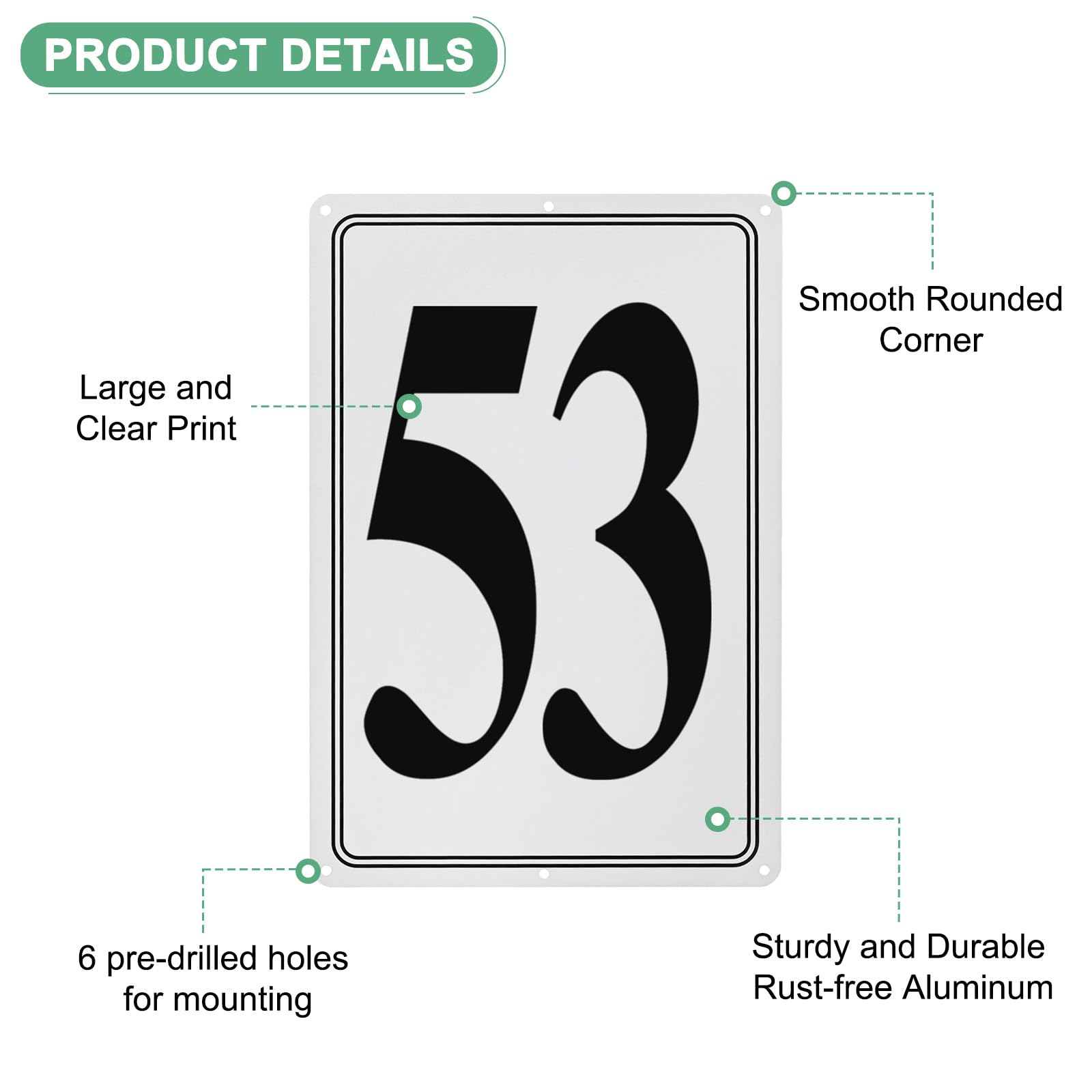 M METERXITY Aluminum Number Sign 53, 11.8 Inch House Numbers and Metal Letters, Parking Spot Letter Signs - Image 2