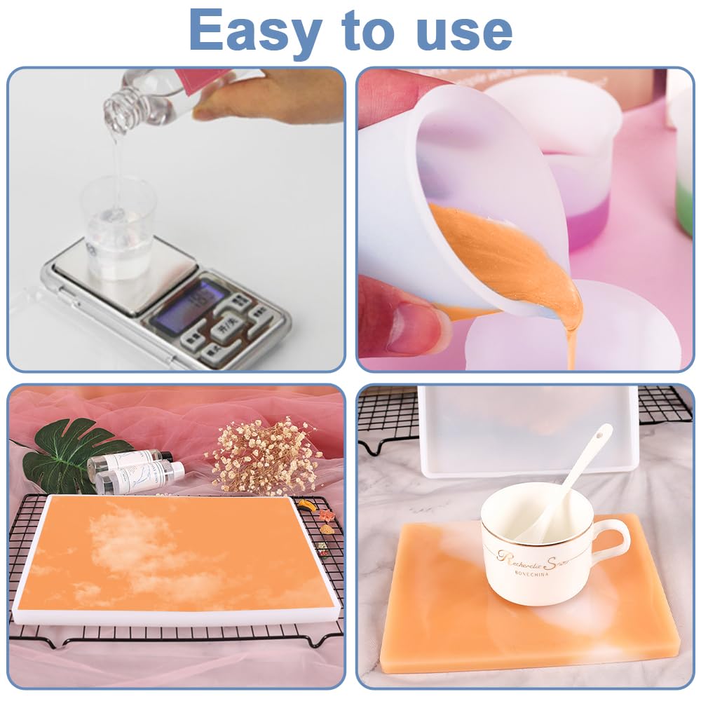 Stampo In Silicone Per Resina 25x15cm - Vassoio Rettangolare Per Sottobicchieri E Decorazioni - Foto 9