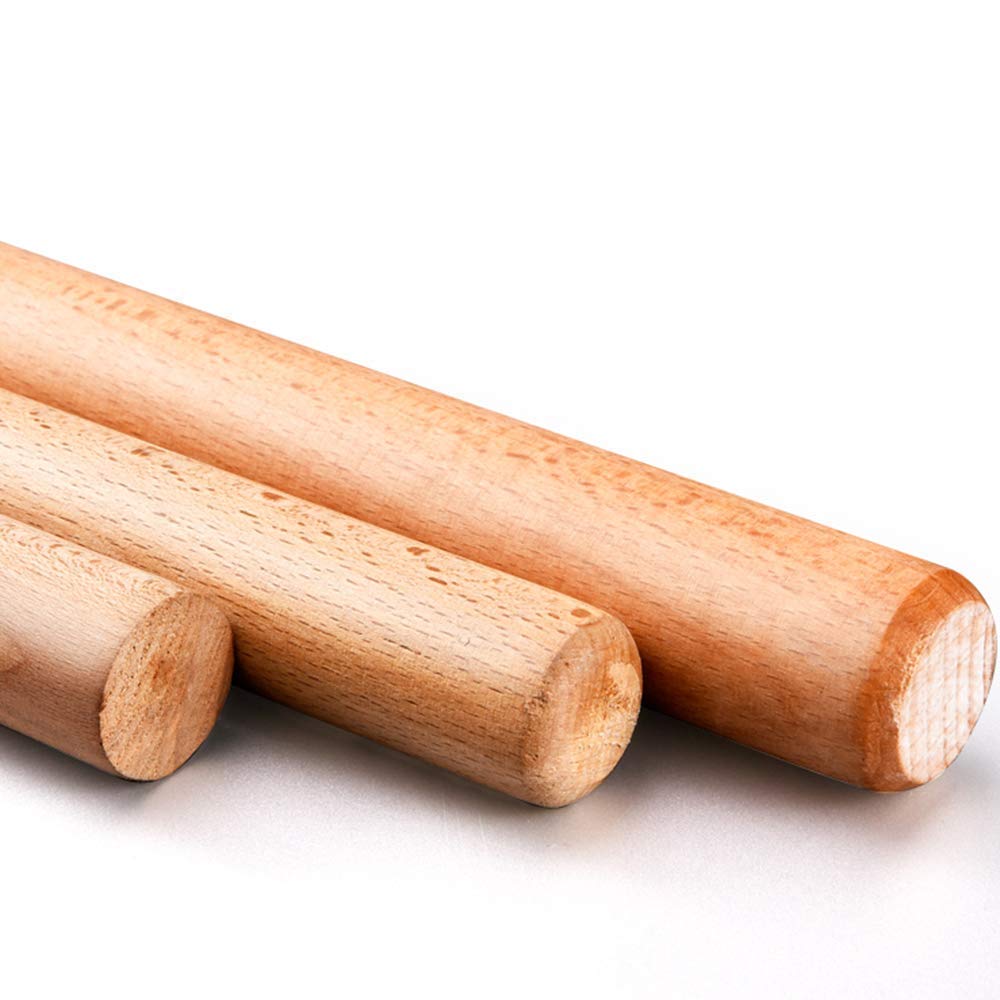 Mattarello in legno francese, conico, mattarello in legno di alta qualità, durevole, superficie liscia, ideale per pasta, pane, pizza, 35 cm,