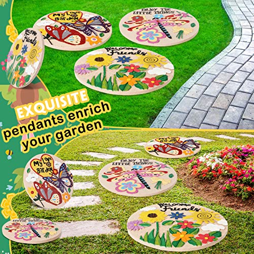 Maitys 3 Pcs Butterfly Stepping Stones With Beautiful Patterns Multicolored Dragonfly Flower Decorative Stone For Garden Outdoor Home Lawn Walkway Yard Decorations #TOP5