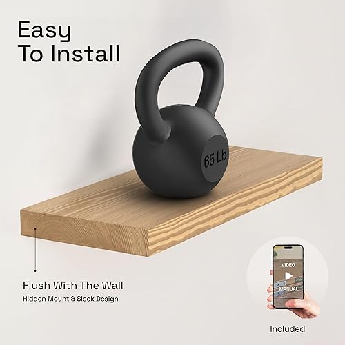 Miniatura 5 de BAOBAB WORKSHOP Estantes flotantes de madera natural para pared de 16 pulgadas, estantes flotantes de pared para cocina y dormitorio, estantes de