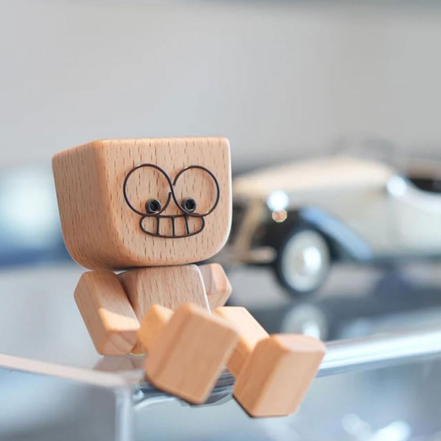 Mimoqk Statuetta da uomo in legno oscillante Action Figure per lavagna auto