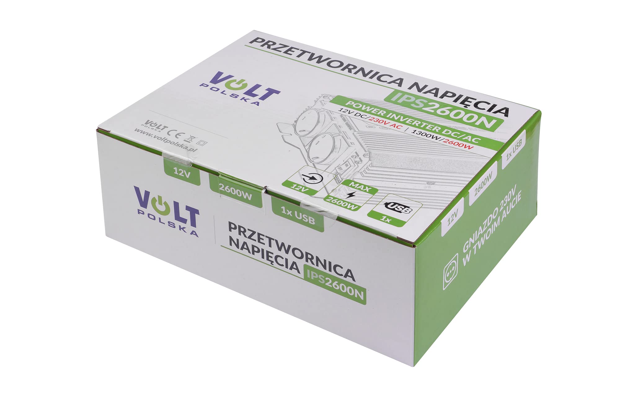 Volt Polska Przetwornica napięcia IPS 2600 N 12/230V (1300/2600W) + USB