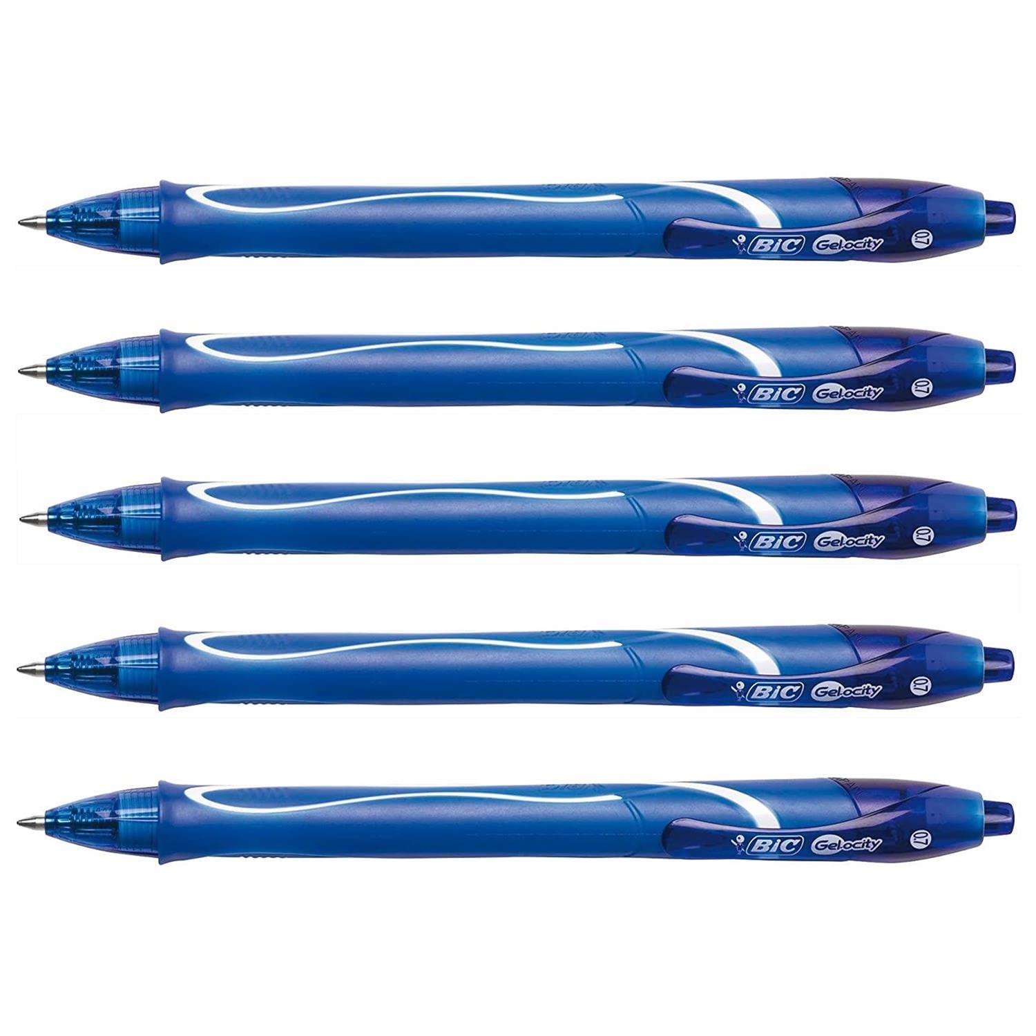 BIC - Lote de 5 bolígrafos de tinta de gel GIETY Quick Dry, trazado: azul