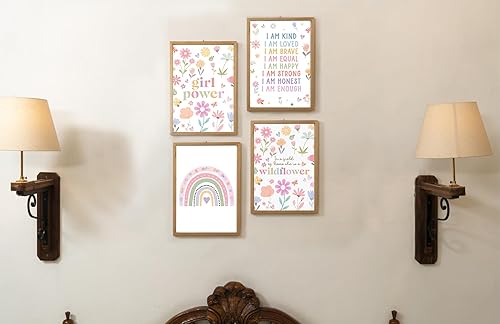 Miniatura 5 de ULEGIE Decoración de pared para habitación de niña pequeña, decoración de pared de afirmación, decoración de arte de pared de arcoíris bohemio