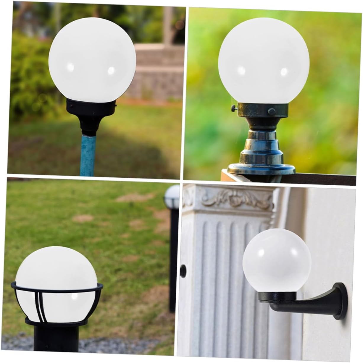 MERRYHAPY 2pcs Acrylic Spherical Lampshade Cover Opal Light Globe Replacement for Outdoor Lighting Easy to Install for Garden and Decor