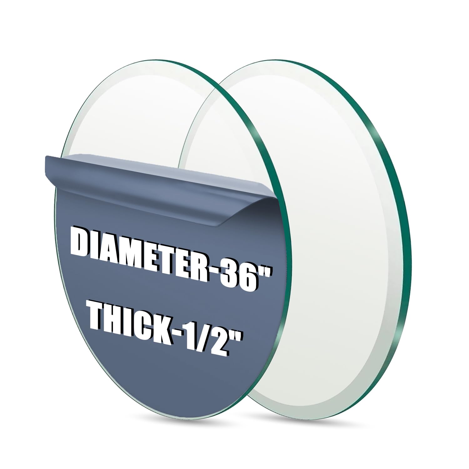 36" Round Tempered Glass Table Top - 1/2 "Thick Beveled Edge