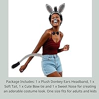 Vista 4 de Kirei Sui Diadema de burro para niños, con pajarita, cola y nariz, 4 piezas