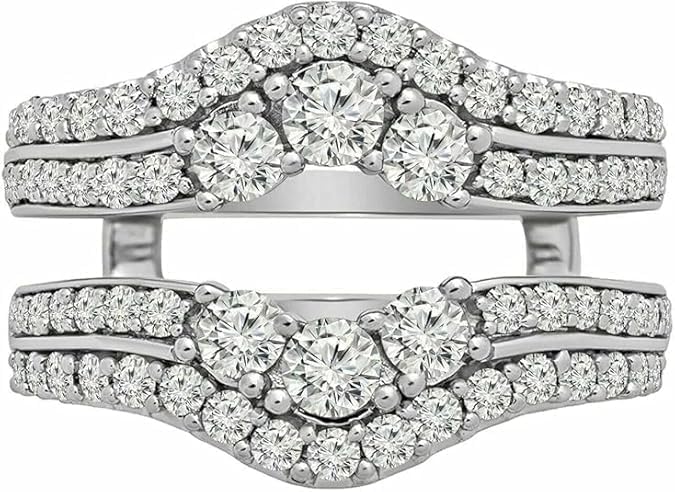 Drizzle Jewels 2.50Ct Round Cut Lab Created Diamond Ring Enhancer Guard Wrap, 14K White Gold Finish, Women's