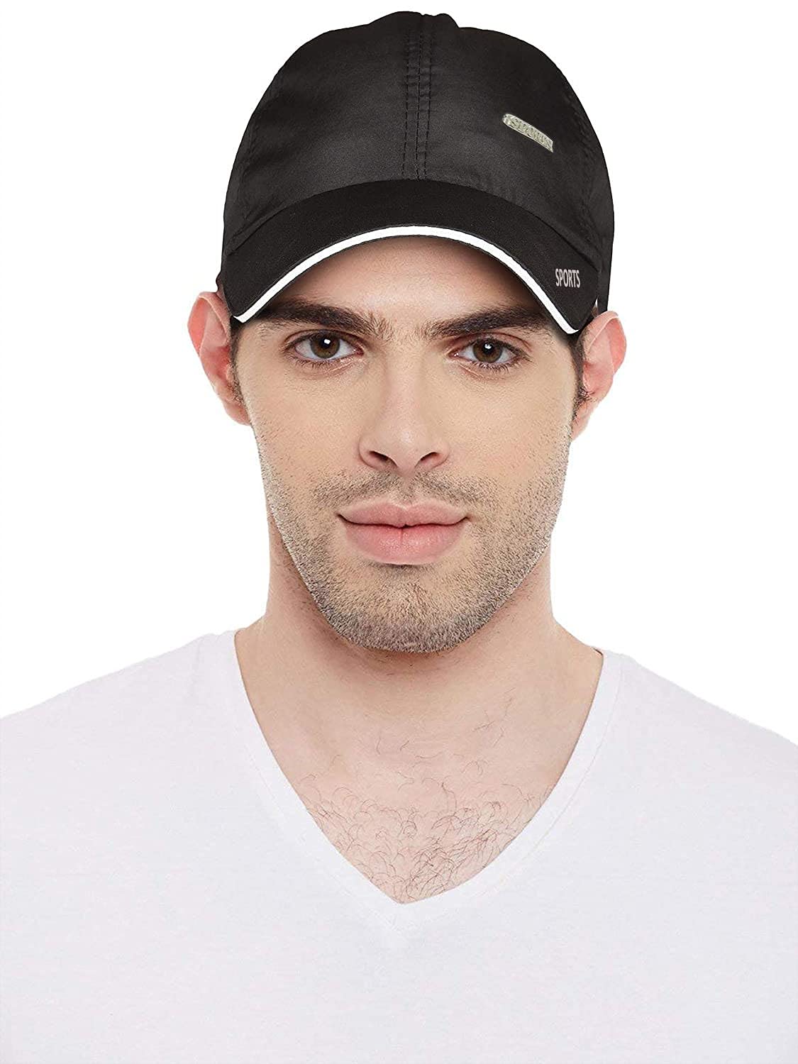 Soft Cotton Adjustable Unisex Cap for Men & Women | Stylish Freesize Summer Baseball, Sports, Cricket, Gym, Dance Cap | Branded Comfortable Head Hat with Strap | Black All Sports Topi