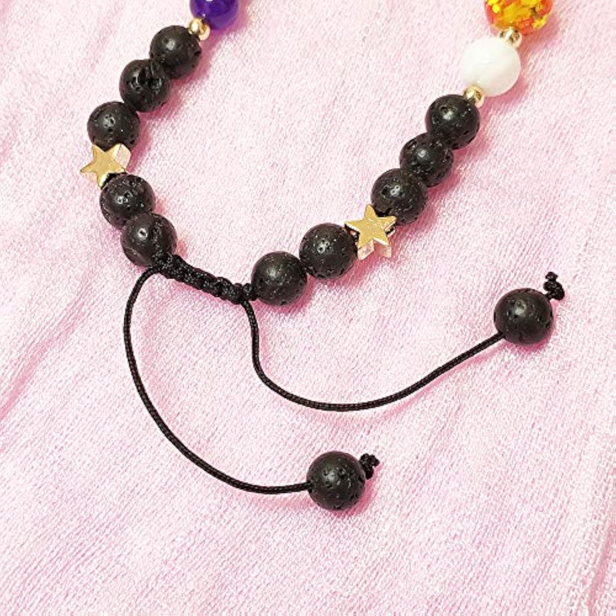 Women’s Stone Bead Charm Bracelet, Solar System Design