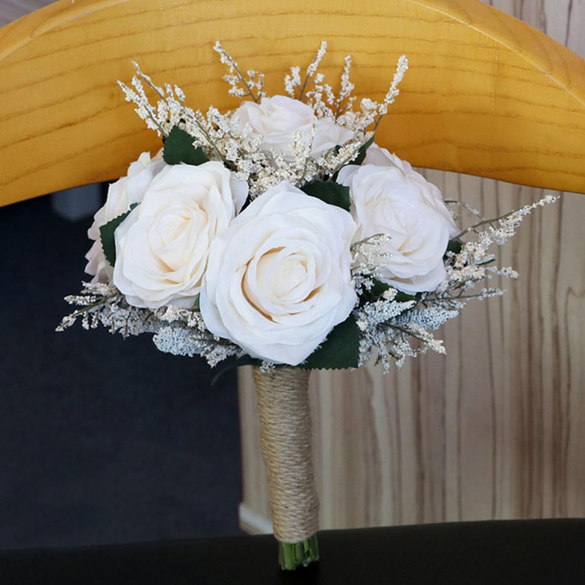 BESPORTBLE 2 Pezzi Bouquet di Rose Artificiali Bianche per Nozze e Foto
