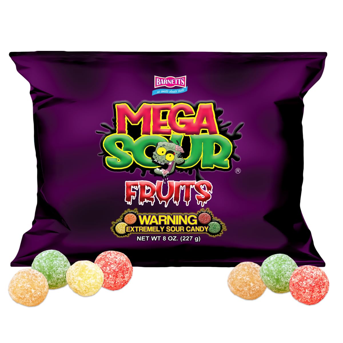 Mega Sour Candy Fruits 227g (1/2lb) - Trendy Sweet Bags - Traditionally Handmade Sweets - Sour Coating Lasts 20 Seconds - Candies for Party Bag, Gift Hamper, or Hamper Box