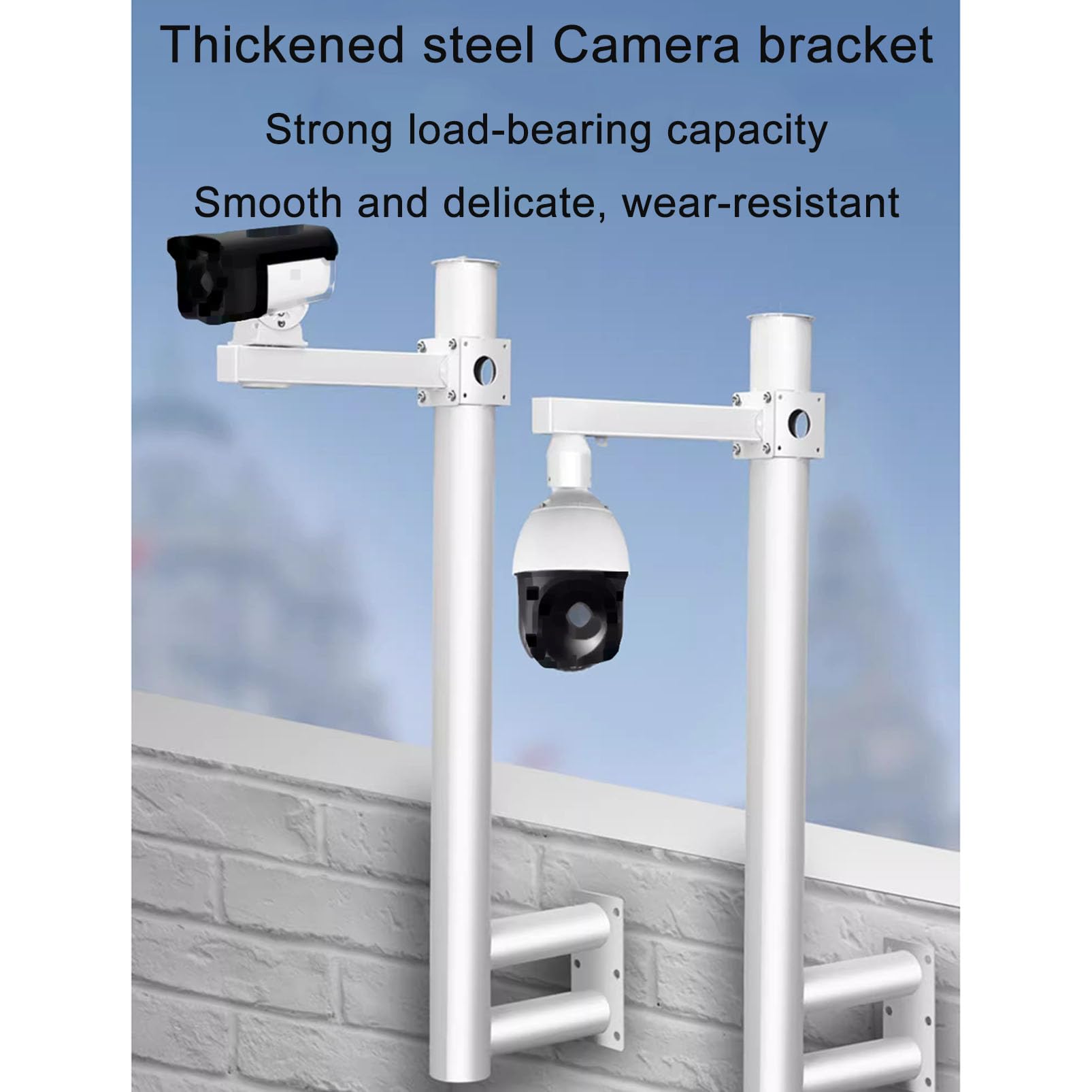 Este Soporte para cámara de vigilancia - Soporte de Brazo Extensor para Poste de CCTV para Exteriores - Soporte de Pared Universal para cámaras de Seguridad