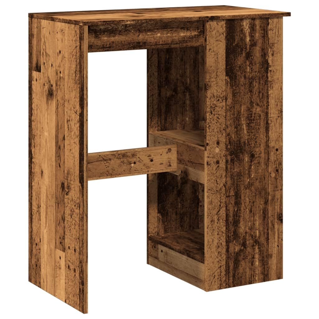 Bartisch Mit Regal 90x47,5x103,5 cm Holzwerkstoff | 4 Integrierte Weinhalter, Pflegeleicht, Feuchtes Tuch Reinigung, Inklusive Wandhalterung