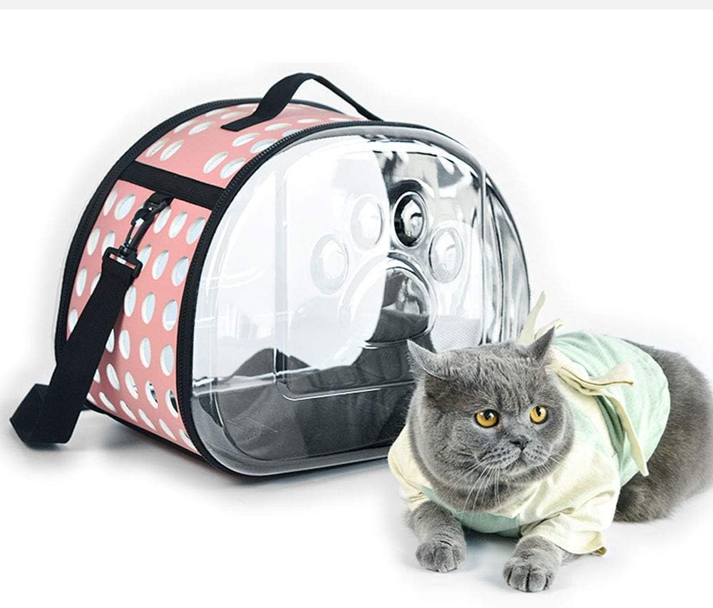 Puppy Backpack, Pet Capsule, Portable Cat Dog Carrier Bag, Transparent Breathable Pet Backpack (Pink)